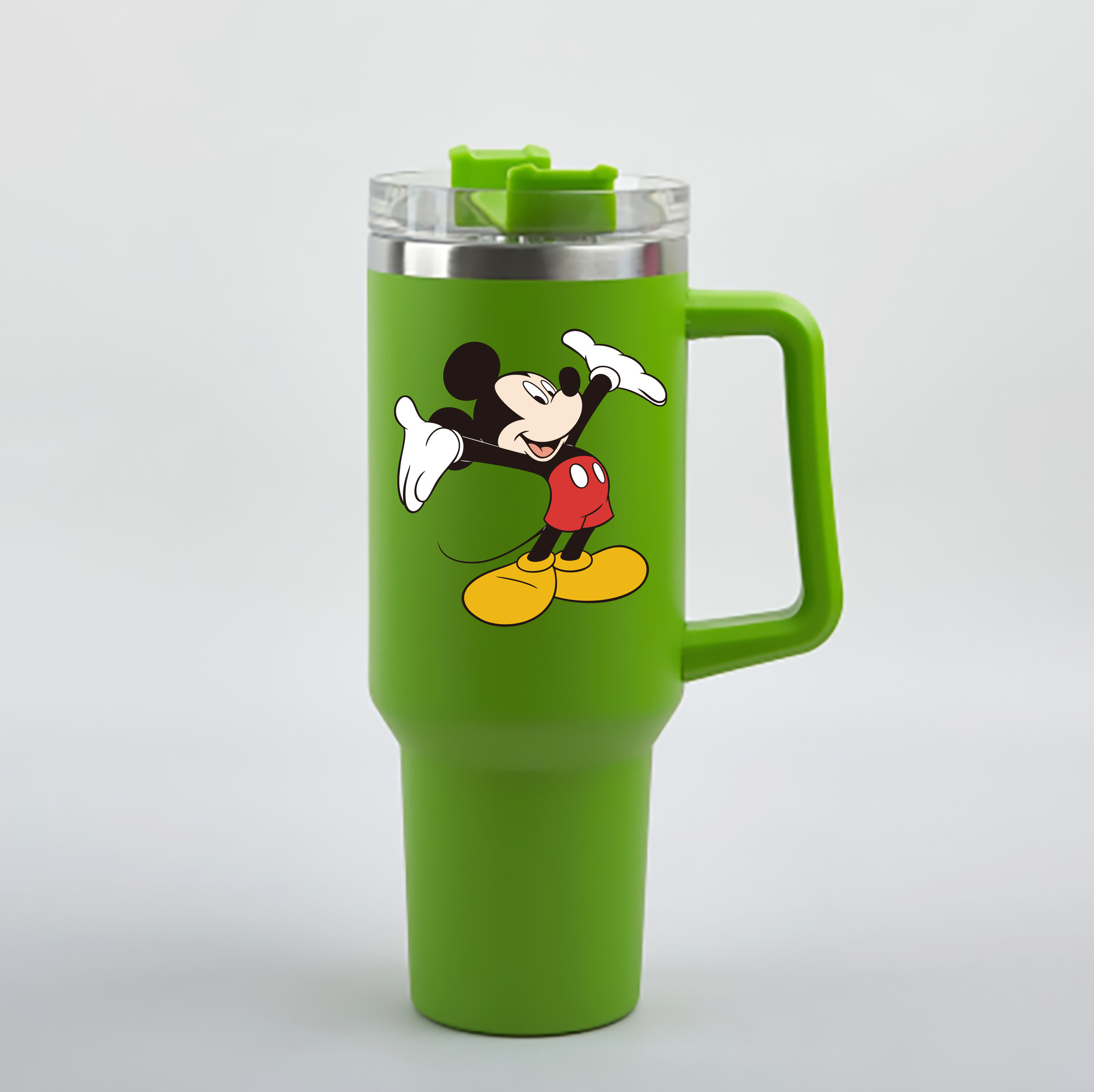 （画像用） ミッキーマウス Mickey Mouse 1200mL車用タンブラー - クリスタルステッカー（プラスチックストロー付き）